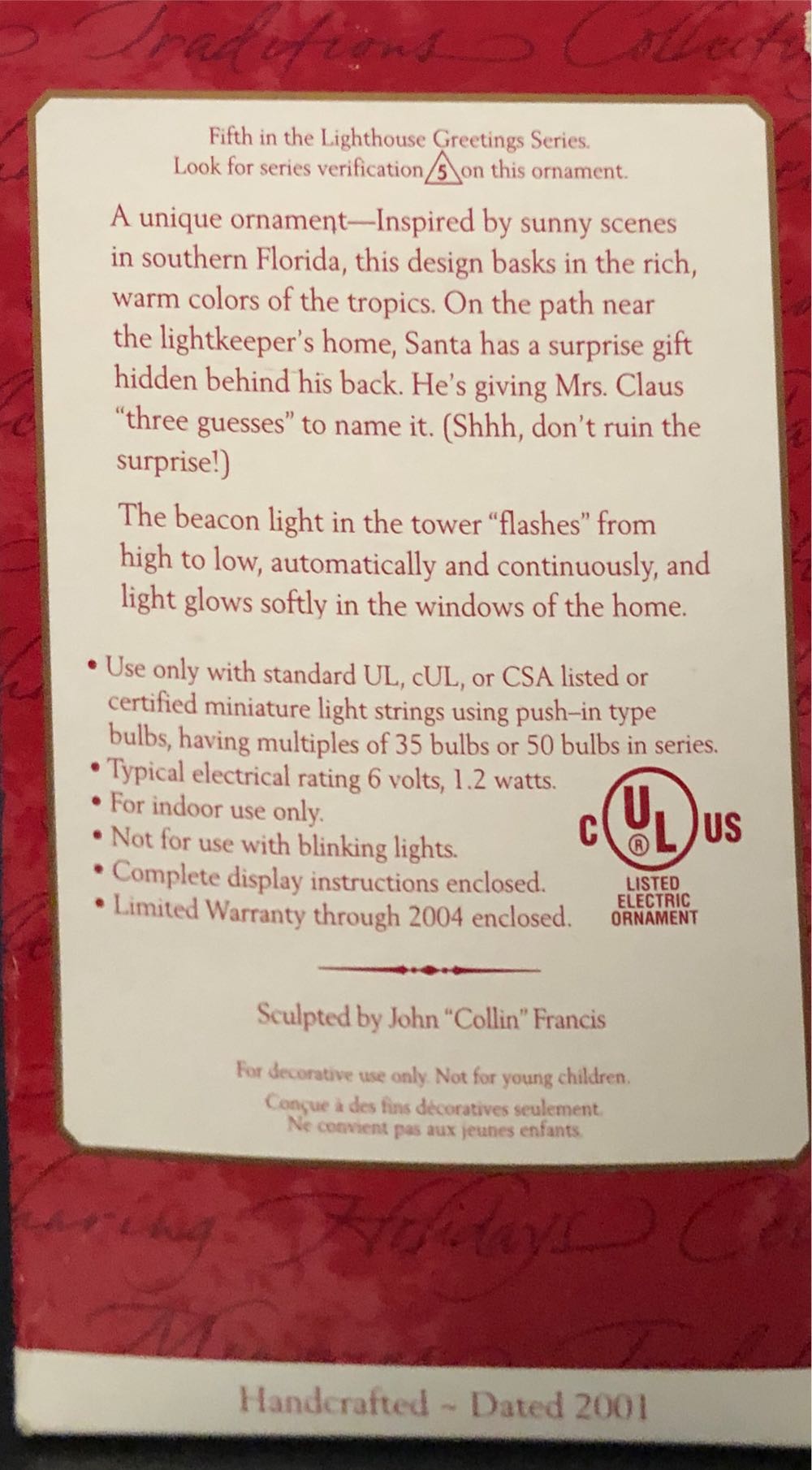 Lighthouse Greetings 5 - Lighthouse Greetings (Lighthouse) ornament collectible [Barcode 015012589122] - Main Image 2