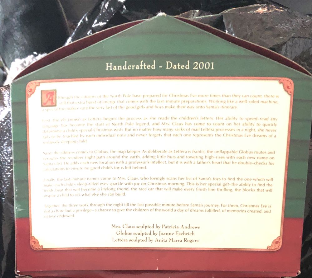 Lettera, Globus & Mrs. Claus 3 Piece Set - Twas The Night Before (Keepsake Ornament Club) ornament collectible [Barcode 015012593075] - Main Image 3