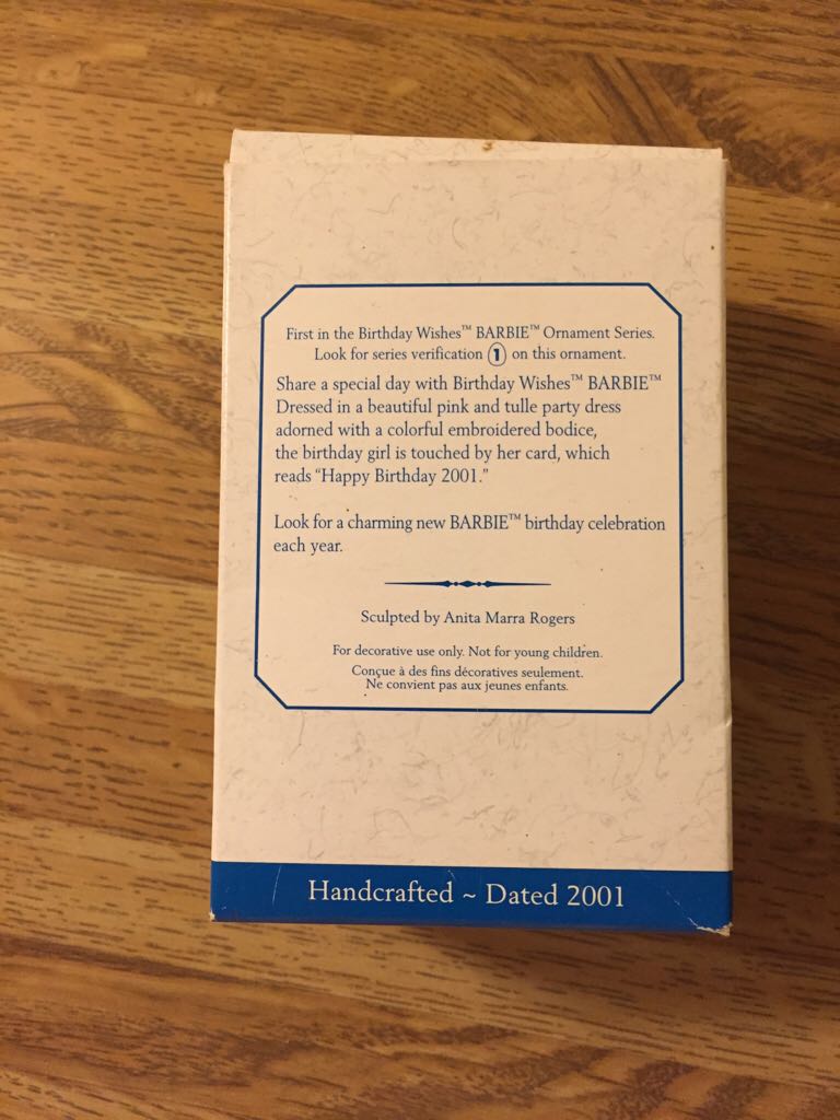 Barbie- Birthday Wishes Barbie #1 - Barbie (Barbie Birthday) ornament collectible [Barcode 015012593884] - Main Image 2