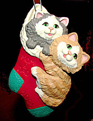 Mom And Dad - Cats In Stocking  - Keepsake Ornament (Cat, Mom, Dad, Stocking) ornament collectible [Barcode 015012601268] - Main Image 2