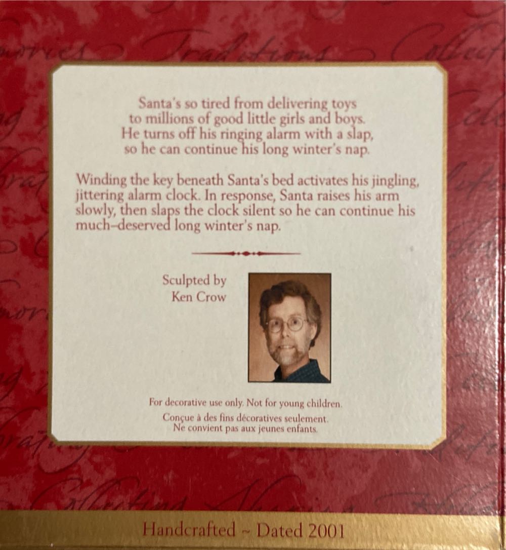 Snoozing Santa - Snoozing (Snoozing Santa) ornament collectible [Barcode 015012601275] - Main Image 3