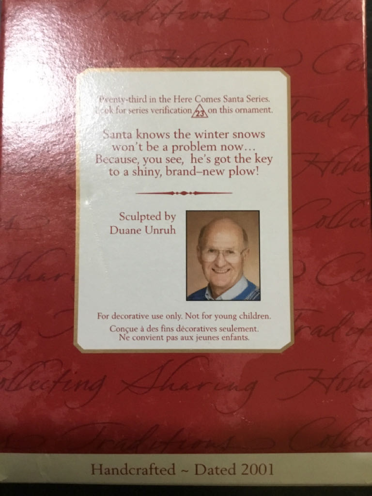 Here Comes Santa 23 - Santa’s Snowplow - Here Comes Santa (Santa) ornament collectible [Barcode 015012601299] - Main Image 2