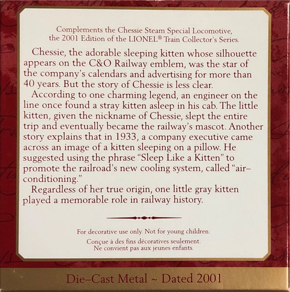 Tender - Chessie Steam Special - Lionel Train Series (Trains) ornament collectible [Barcode 015012603880] - Main Image 2