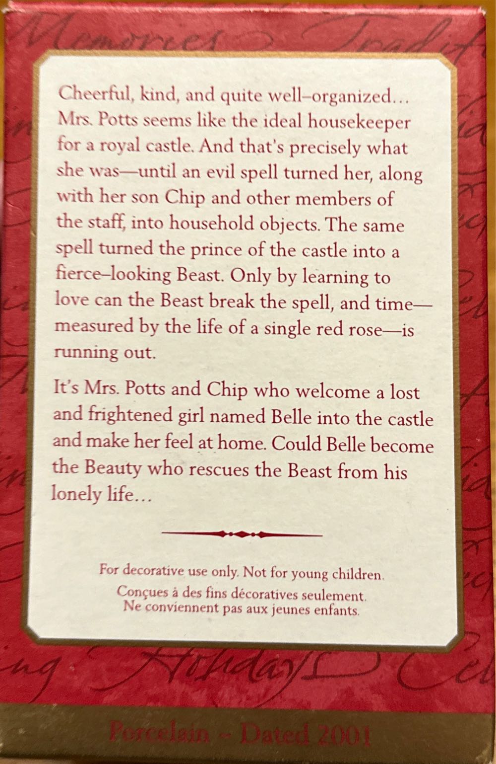 Mrs. Pots and Chip - Hallmark Keepsake (Disney’s beauty and the beast) ornament collectible [Barcode 015012605167] - Main Image 3