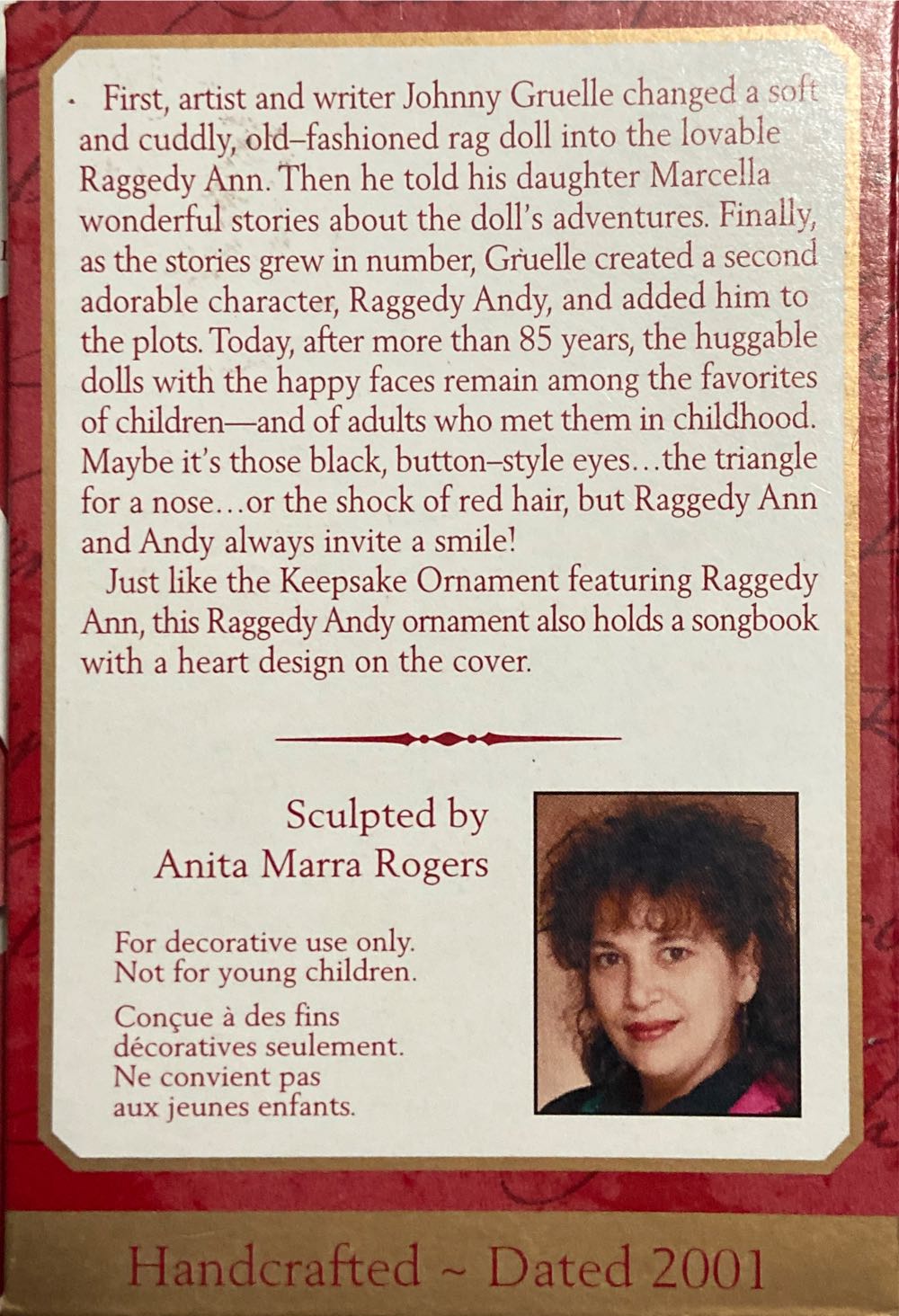 Raggedy Andy - Raggedy Ann and Raggedy Andy (Keepsake Ornament) ornament collectible [Barcode 015012623574] - Main Image 3
