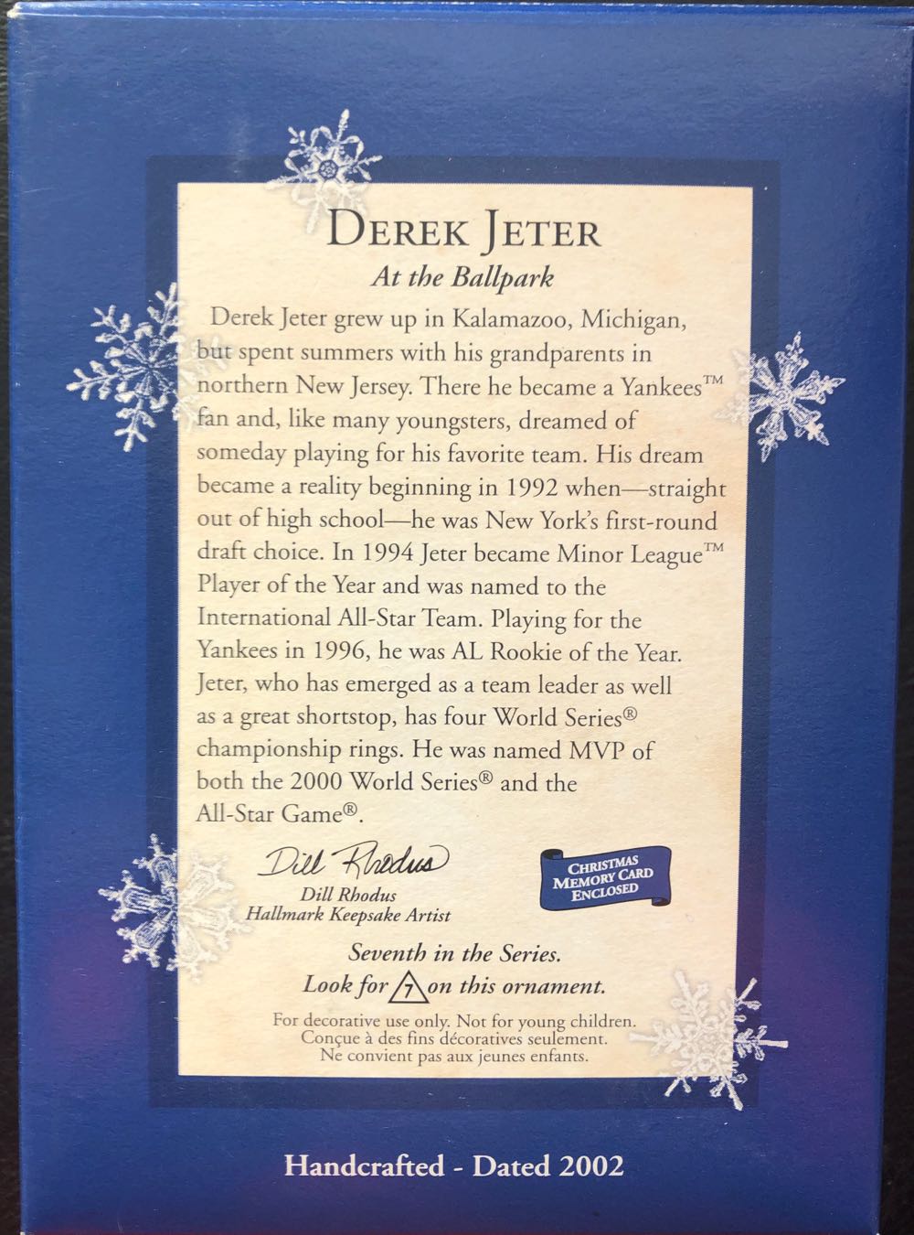 Derek Jeter - Baseball (Sports) ornament collectible [Barcode 015012629088] - Main Image 2