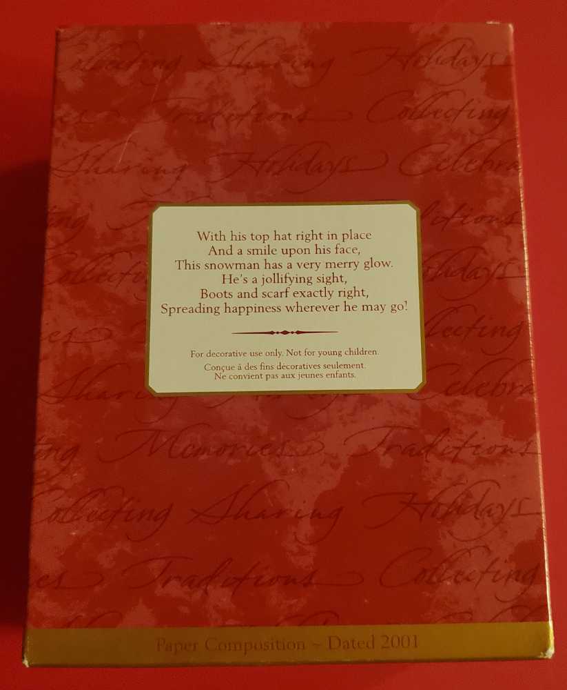 Happy Snowman 2001 - Snowman (Santa & Snowman) ornament collectible [Barcode 015012634242] - Main Image 2