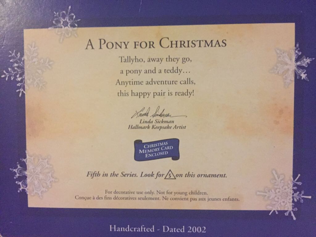 A Pony For Christmas #5 (2002) - A Pony For Christmas (Ponies) ornament collectible [Barcode 015012641165] - Main Image 2