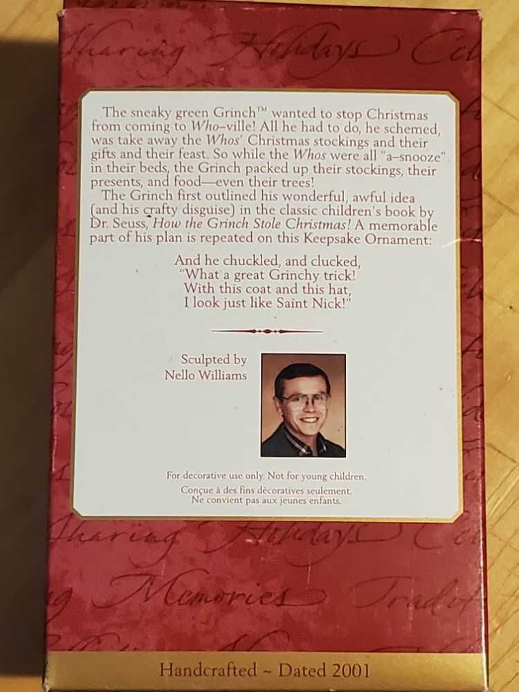 Dr Suess: What A Grinchy Trick! - Dr. Seuss (Grinch) ornament collectible [Barcode 015012652697] - Main Image 3