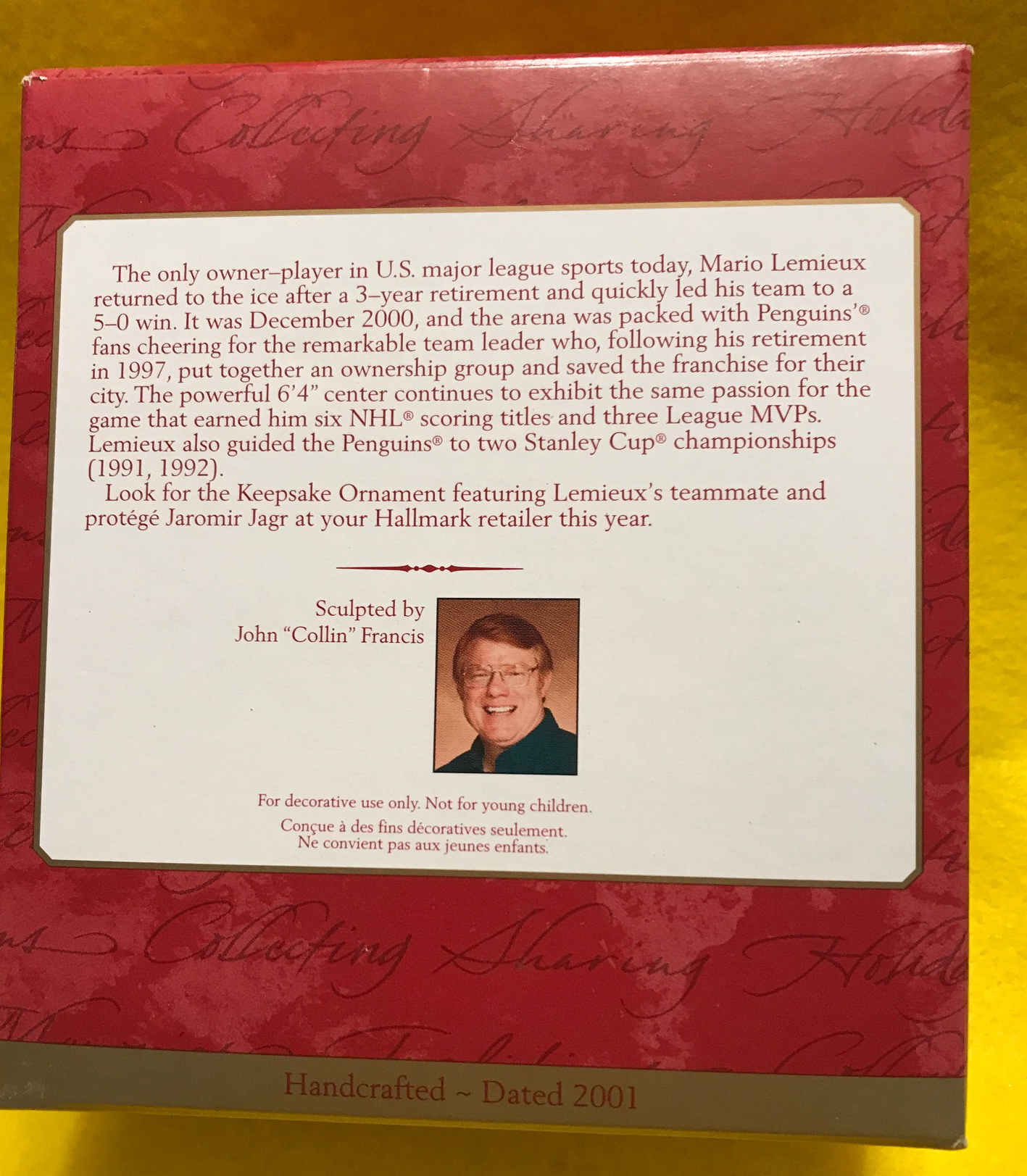 Hockey Mario Lemieux Pittsburgh Penguins - NHL Collection (NHL) ornament collectible [Barcode 015012656824] - Main Image 2