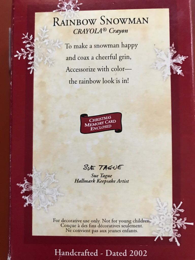 Crayola: Rainbow Snowman - Crayola Crayons (Crayons, Snowman) ornament collectible [Barcode 015012660982] - Main Image 2