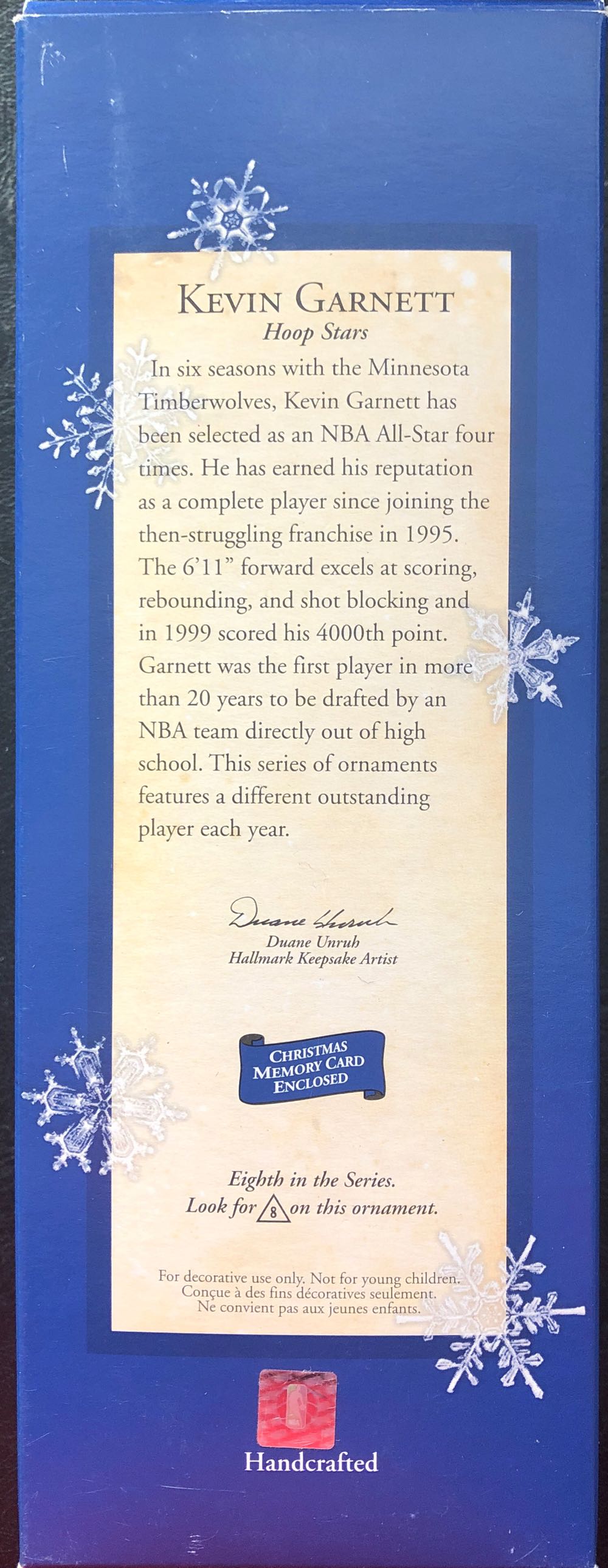 Garnett, Kevin - Hoop Stars (Basketball) ornament collectible [Barcode 015012660999] - Main Image 2