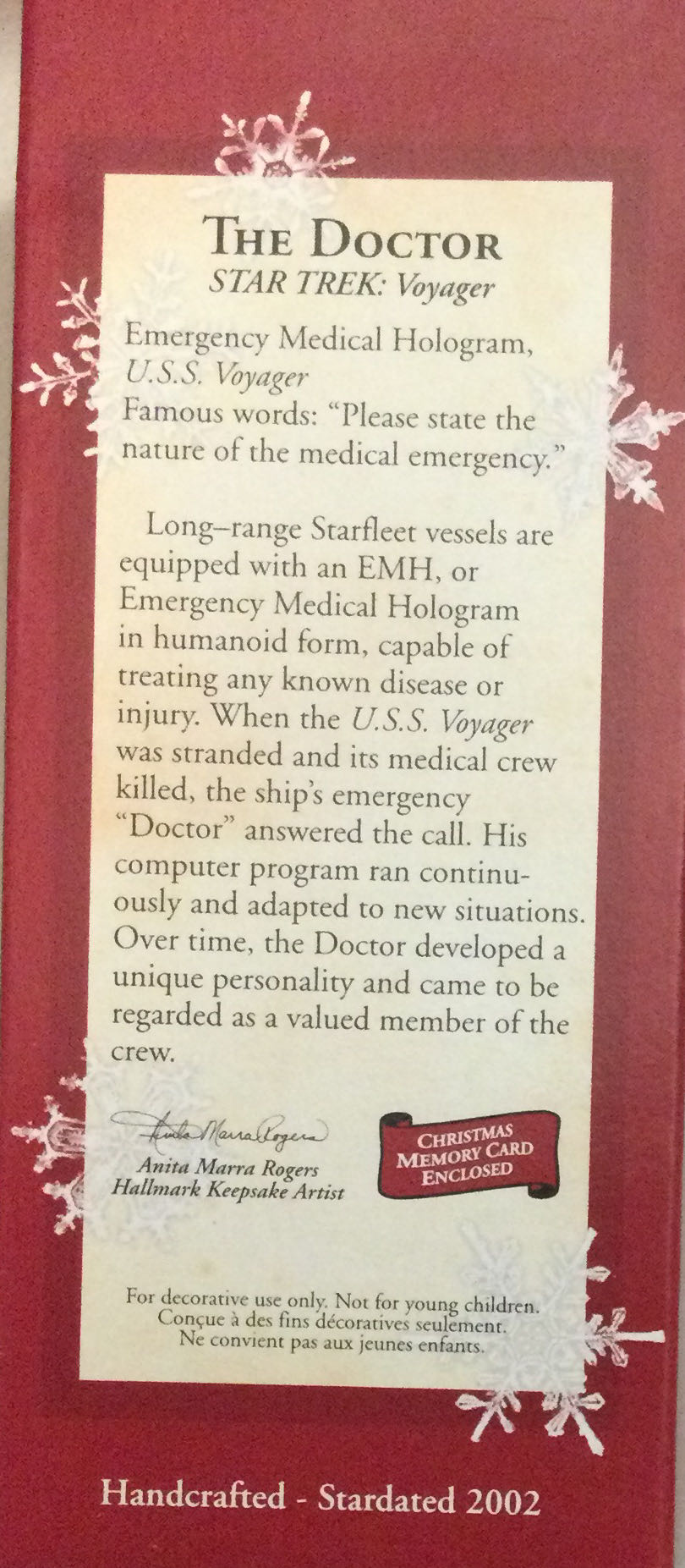 Star Trek The Doctor - Star Trek: Voyager (Star Trek) ornament collectible [Barcode 015012663174] - Main Image 2