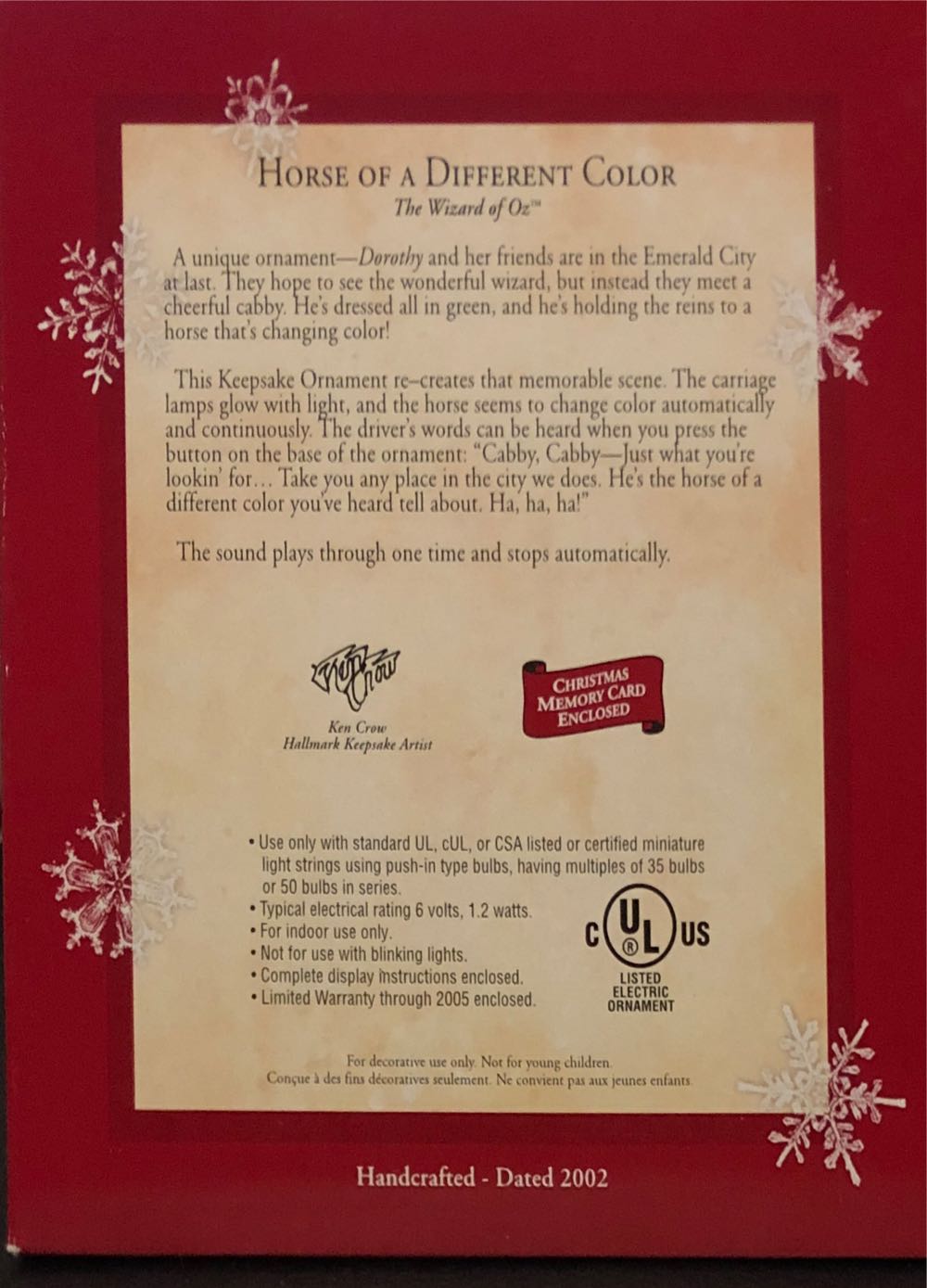 Horse Of A Different Color - The Wizard of Oz - Emerald City (LEGACY MAGIC: Light & Voice) ornament collectible [Barcode 015012664706] - Main Image 2