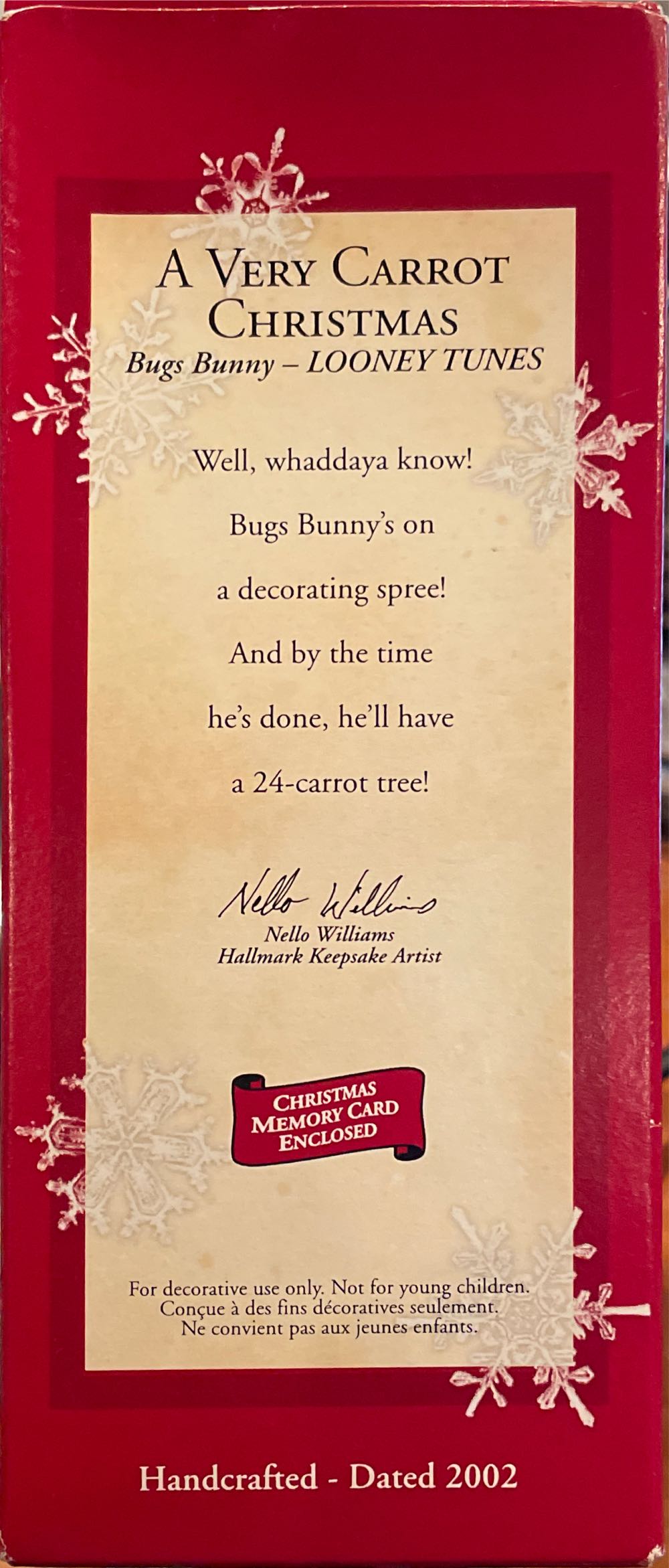 Looney Tunes: “A VERY CARROT CHRISTMAS” - Bugs Bunny - Looney Tunes (Hanging Ornament) ornament collectible [Barcode 015012666137] - Main Image 2