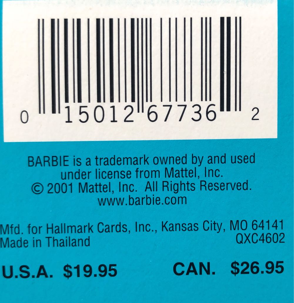 Barbie 2001  ornament collectible [Barcode 015012677362] - Main Image 3