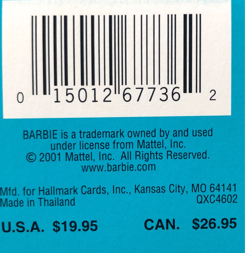 Barbie 2001 - Barbie (Barbie) ornament collectible [Barcode 015012677362] - Main Image 3