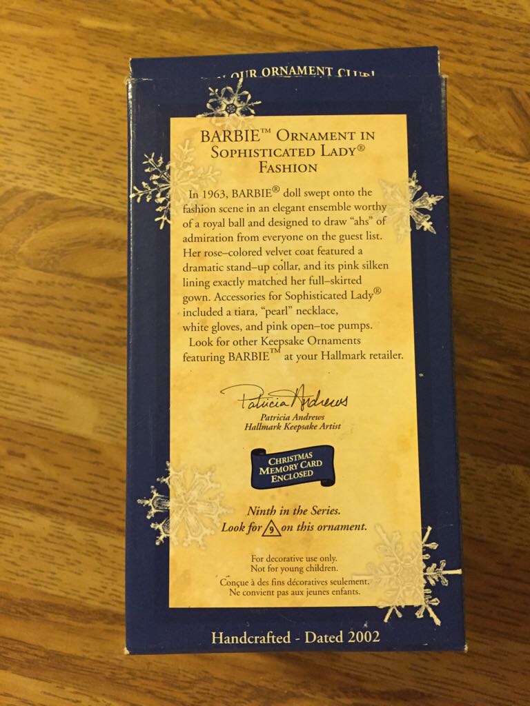 Barbie : Set #9, Sophisticated Lady Fashion 2002 - Hallmark Keepsake (Barbie Series) ornament collectible [Barcode 015012680058] - Main Image 2