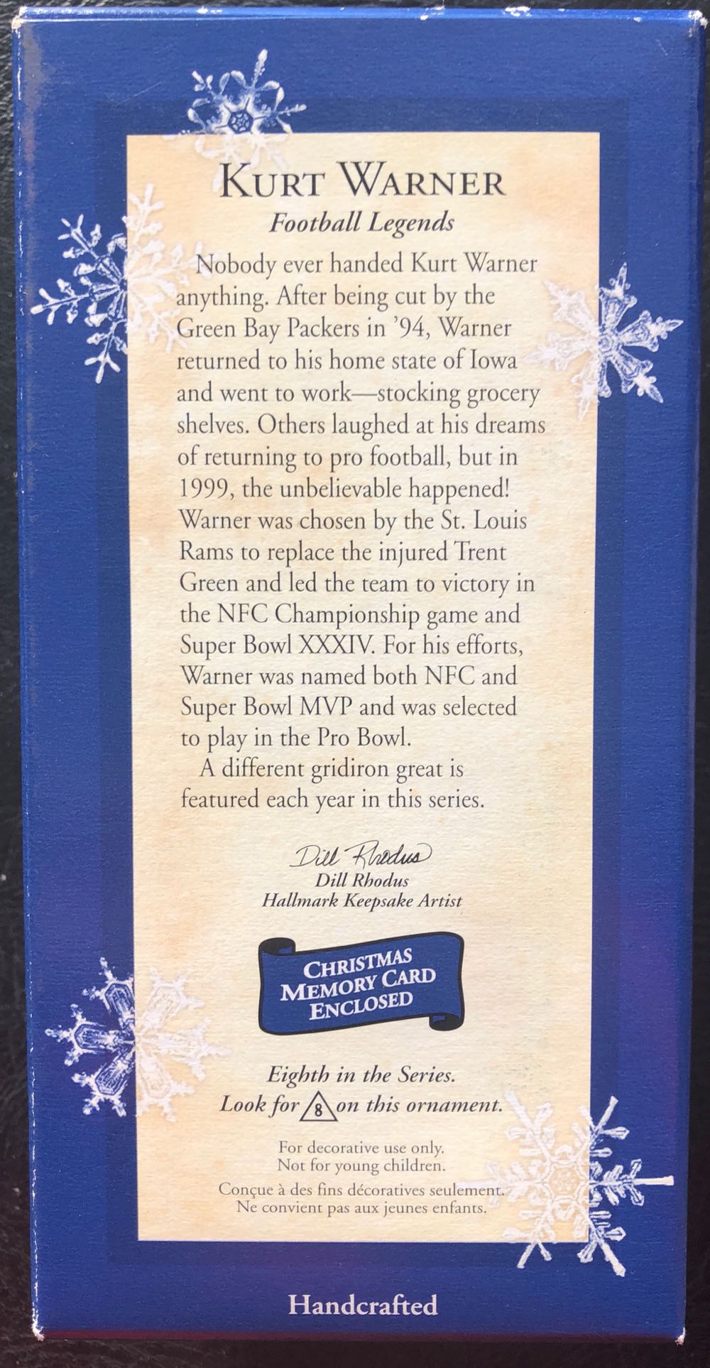 Kurt Warner - Football Legends (Sports) ornament collectible [Barcode 015012687118] - Main Image 2