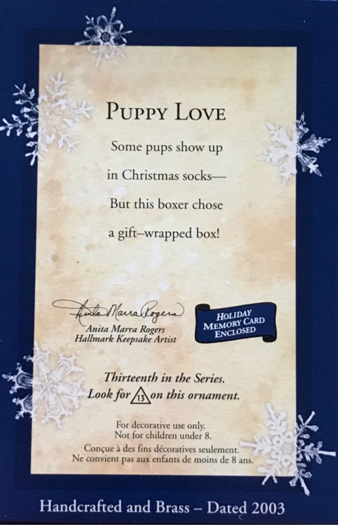 Puppy Love #13 - Boxer 2003 - Puppy Love (Hallmark Keepsake) ornament collectible [Barcode 015012691306] - Main Image 2