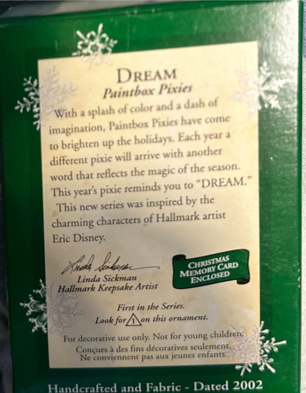 PP#1 Dream - Paintbox Pixies - Paintbox Pixies Miniature (Pixies) ornament collectible [Barcode 015012691450] - Main Image 2