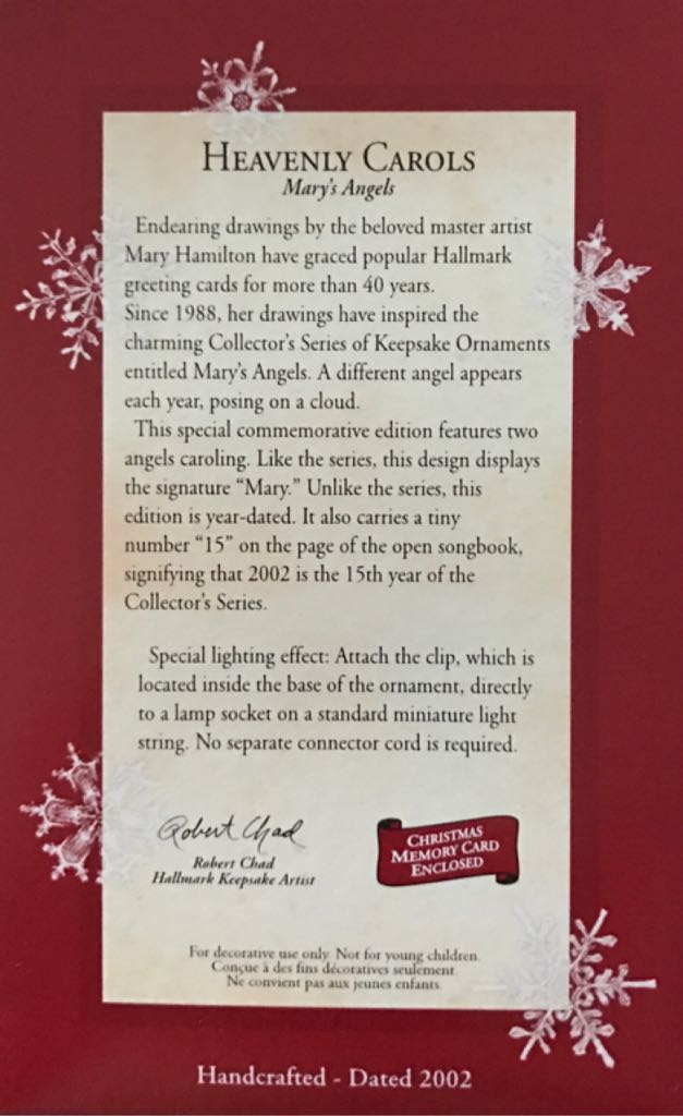 Mary’s Angels Heavenly Carols (2002) 🐶🐻 - Mary’s Angels (Angels) ornament collectible [Barcode 015012692631] - Main Image 2