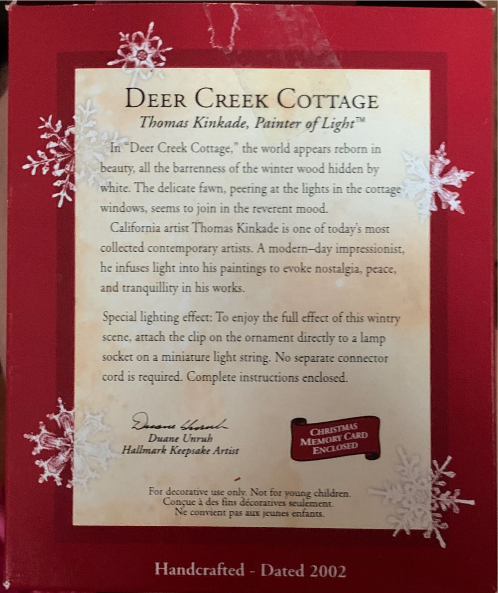 Thomas Kinkade Deer Creek Cottage 🐶🐻 - Thomas Kinkade- Painter Of Light (Thomas Kinkade) ornament collectible [Barcode 015012695335] - Main Image 2