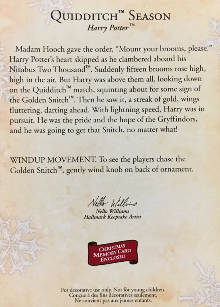 Quidditch Season - The Wizarding World Of Harry Potter (Harry Potter) ornament collectible [Barcode 015012705850] - Main Image 2