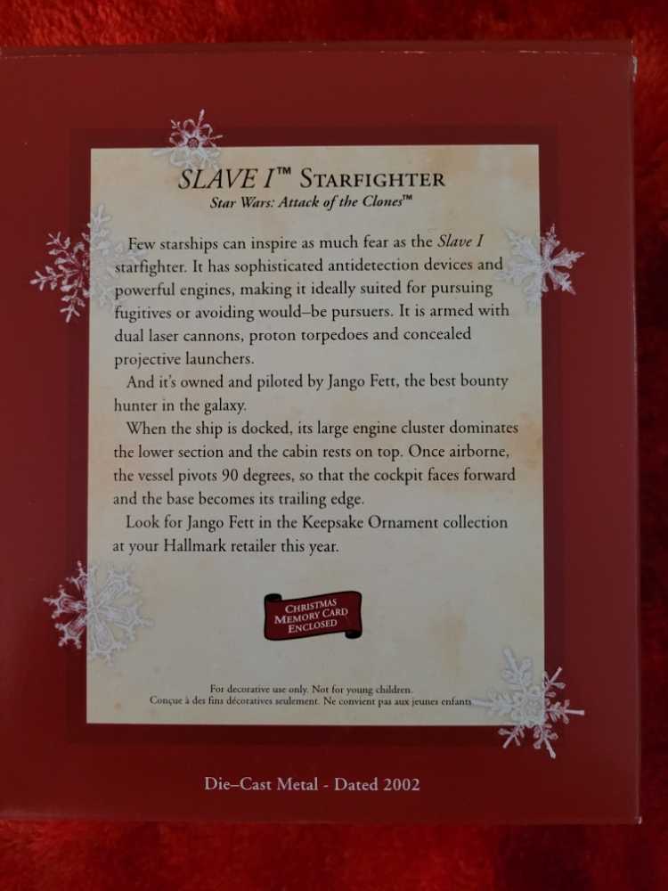 Star Wars 2002 Slave I Starfighter - Star Wars: Attack of the Clones (Star Wars) ornament collectible [Barcode 015012705874] - Main Image 2