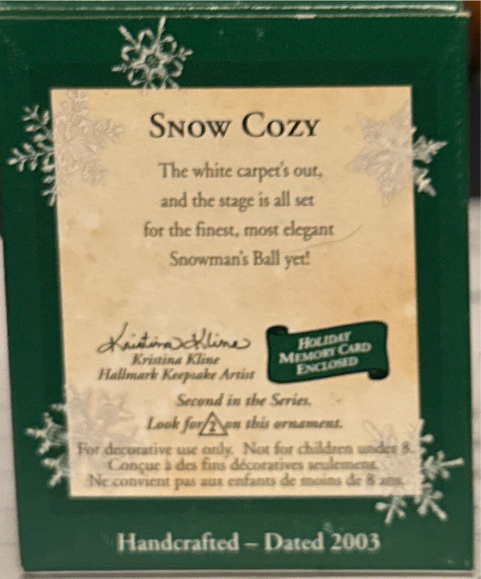 Snow Cozy - Miniature Collector Series (Miniature) ornament collectible [Barcode 015012722819] - Main Image 4
