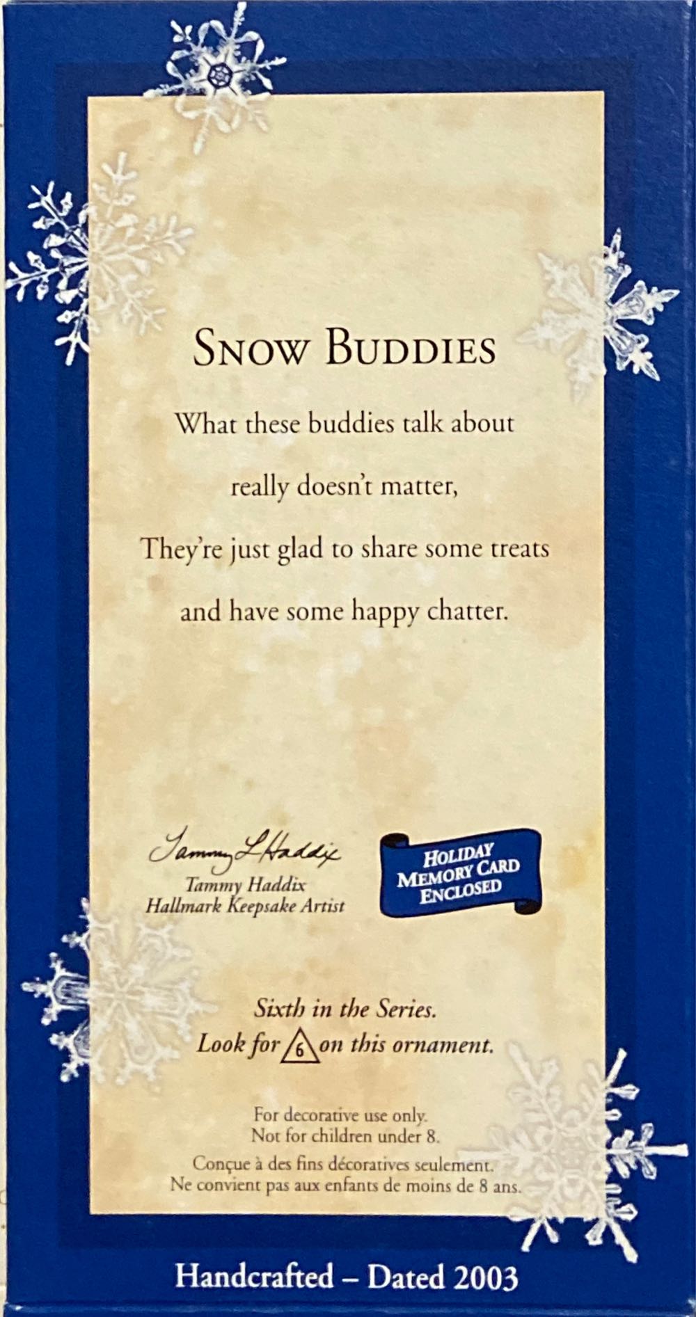 Snow Buddies 2003 - Snow Buddies (Snowman) ornament collectible [Barcode 015012724974] - Main Image 3