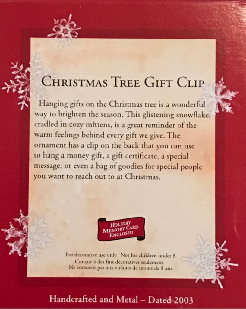 Christmas Tree Gift Clip  ornament collectible [Barcode 015012736489] - Main Image 2