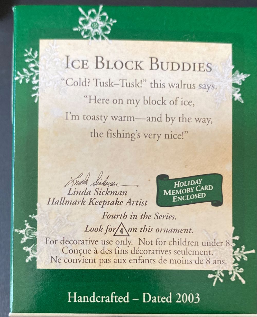 Miniature Ice Block Buddies #4 (2003) - Ice Block Buddies (Keepsake Miniature) ornament collectible [Barcode 015012741513] - Main Image 2