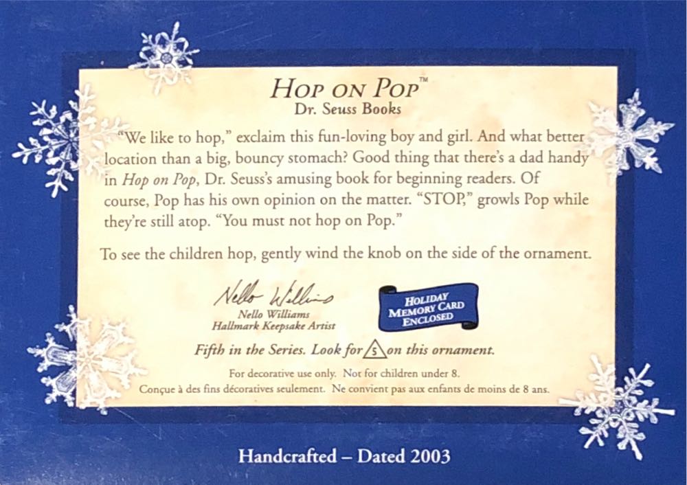 Hop On Pop - Dr. Seuss Books (Books) ornament collectible [Barcode 015012742077] - Main Image 3