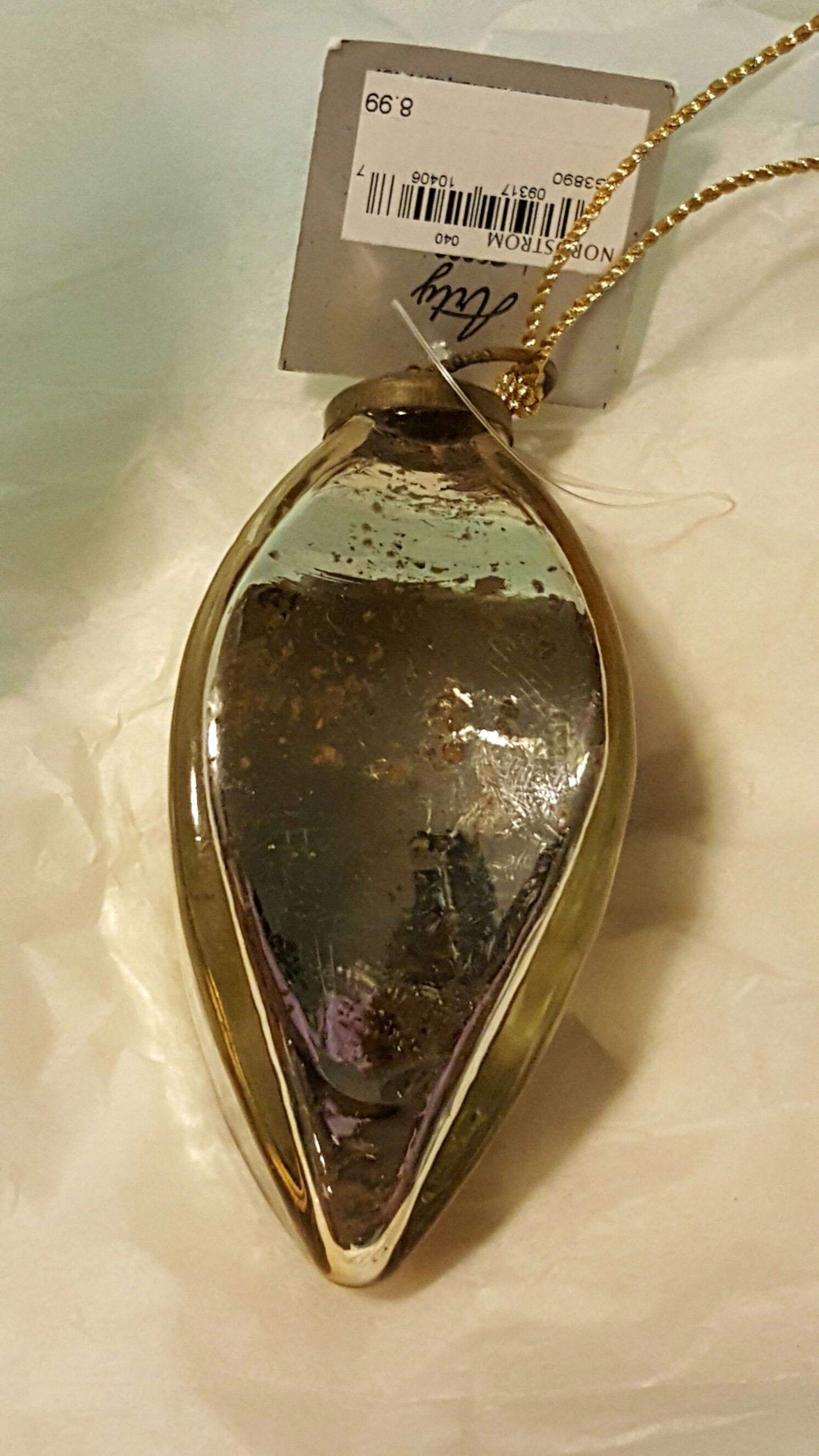 Mercury Glass Teardrop  ornament collectible [Barcode 009317104067] - Main Image 1
