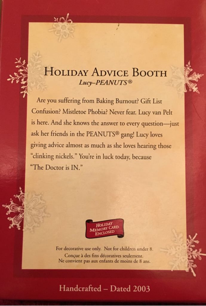 Holiday Advice Booth - Peanuts Gang (Peanuts) ornament collectible [Barcode 015012743593] - Main Image 2
