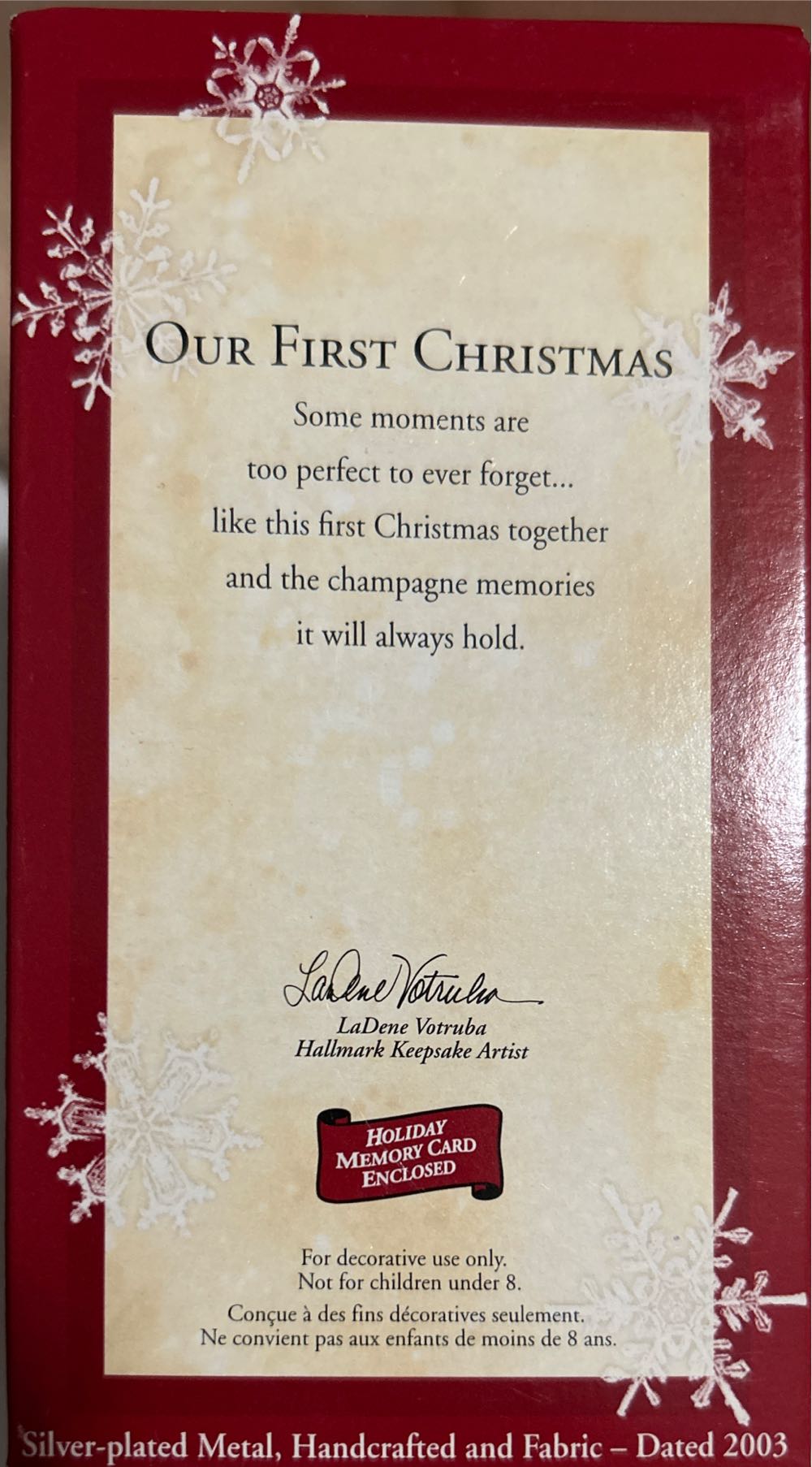 Our First Christmas  ornament collectible [Barcode 015012744941] - Main Image 2