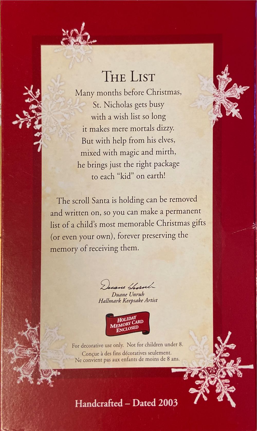 The List - Santa (Hallmark Keepsake) ornament collectible [Barcode 015012745719] - Main Image 2