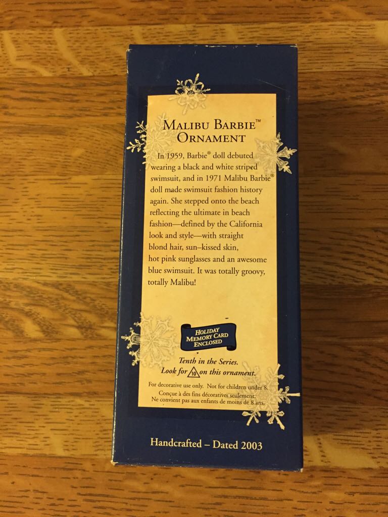 Barbie - Nostalgic - 2003 - #10 - Malibu Barbie - Nostalgic Barbie (Barbie Series) ornament collectible [Barcode 015012745931] - Main Image 2