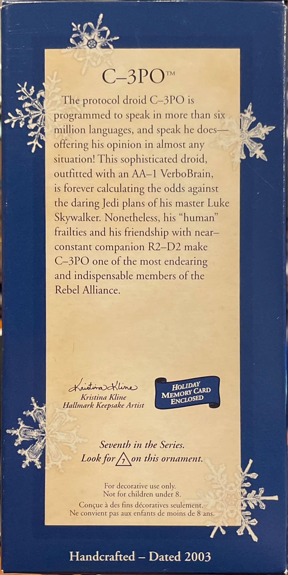 C-3PO (7th in Series) - Star Wars (Star Wars Series) ornament collectible [Barcode 015012747447] - Main Image 2