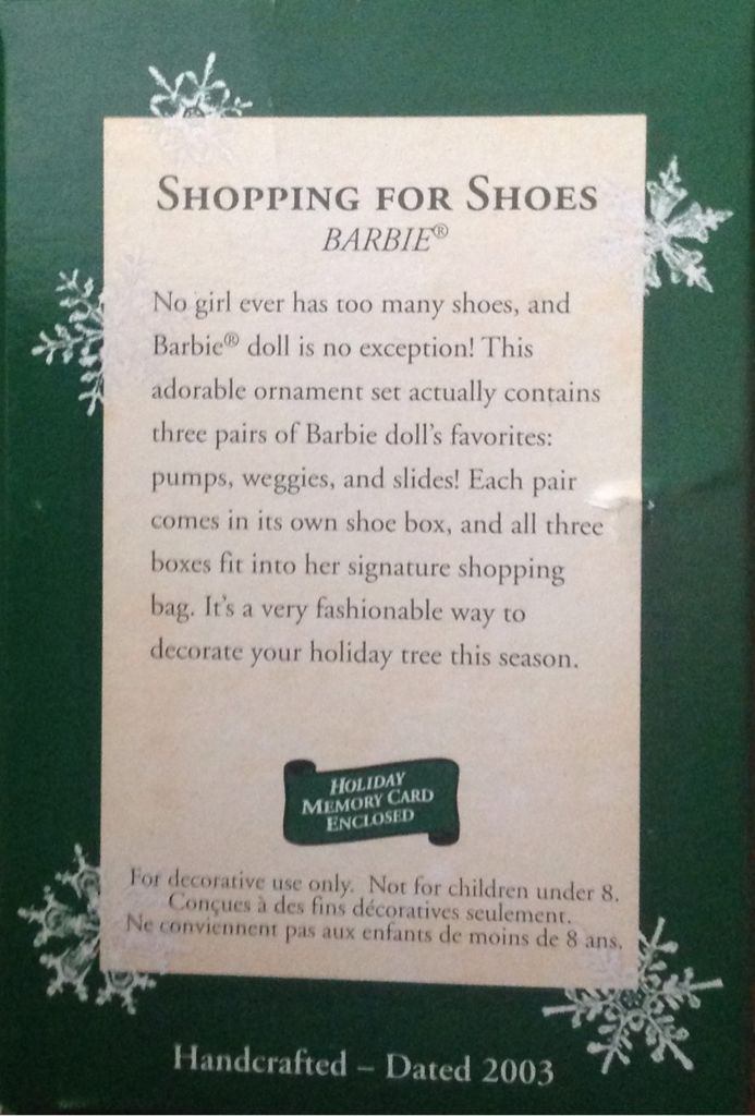 Barbie Shopping For Shoes - Hallmark Keepsake (Barbie) ornament collectible [Barcode 015012747454] - Main Image 2
