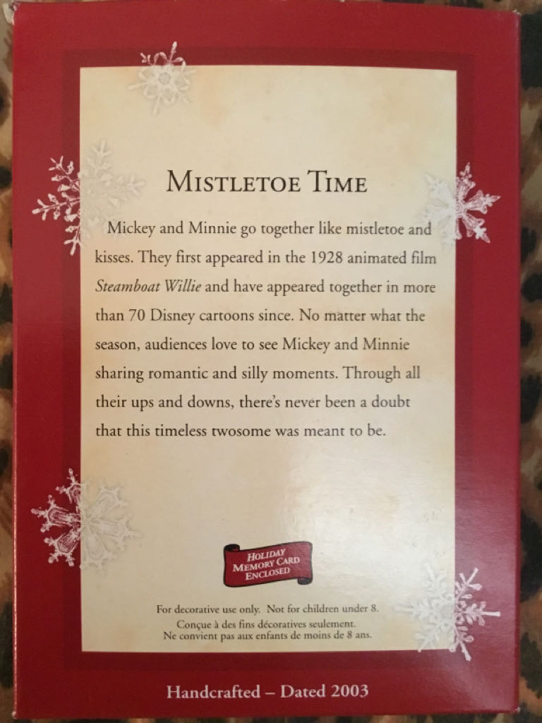Disney Mickey & Minnie Mistletoe Time - Disney Mickey And Minnie (Mickey & Minnie) ornament collectible [Barcode 015012747485] - Main Image 2