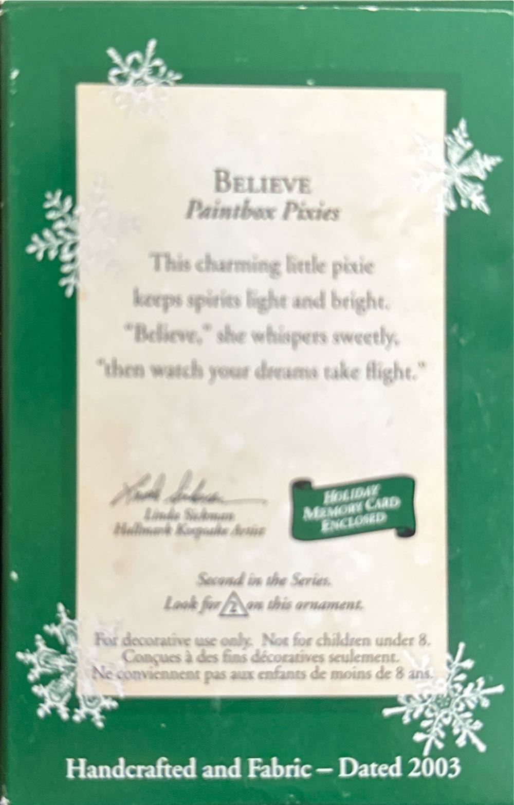 Paintbox Pixies 2 - Believe - Paintbox Pixies (Keepsake Miniature) ornament collectible [Barcode 015012748581] - Main Image 2
