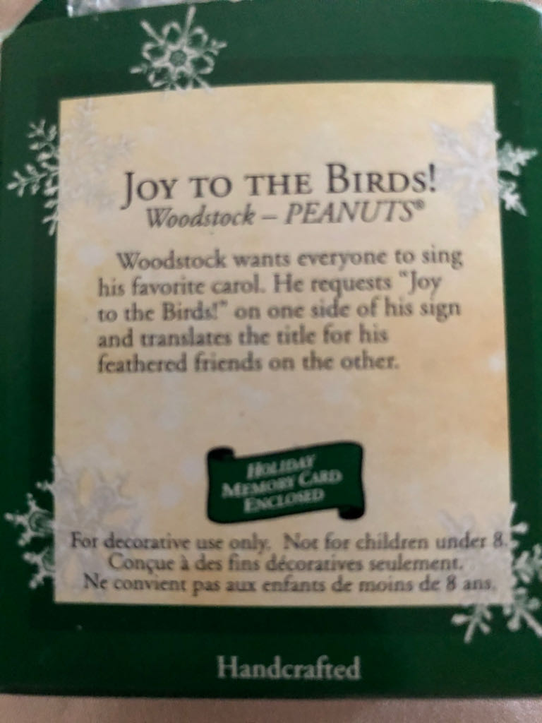 Joy To The Birds - Miniature (Peanuts) ornament collectible [Barcode 015012752885] - Main Image 2