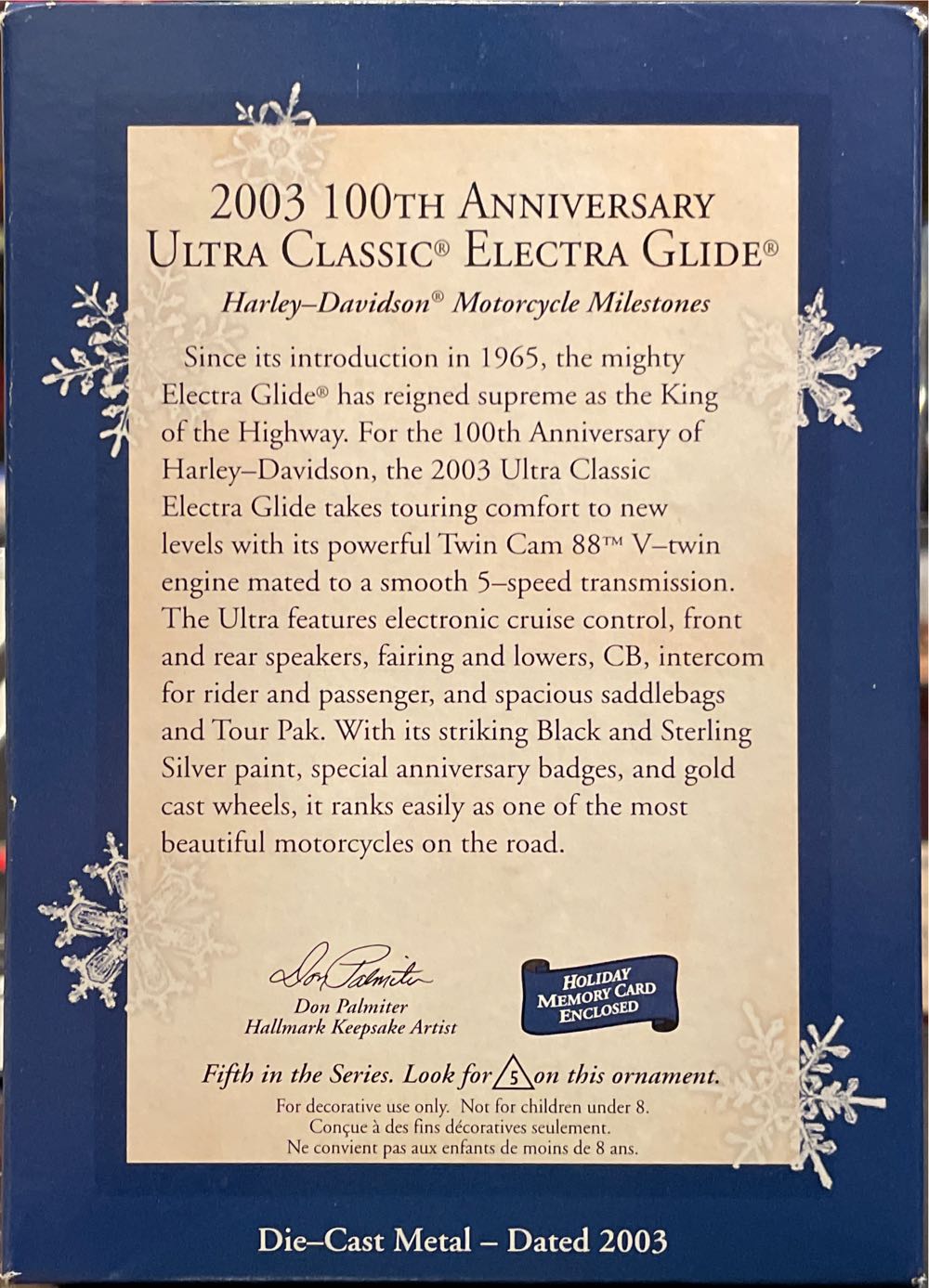 05 - 2003 Ultra Classic Electra Glide - Harley Davidson Motorcycle Milestones (Harley Davidson Motorcycles) ornament collectible [Barcode 015012753653] - Main Image 2