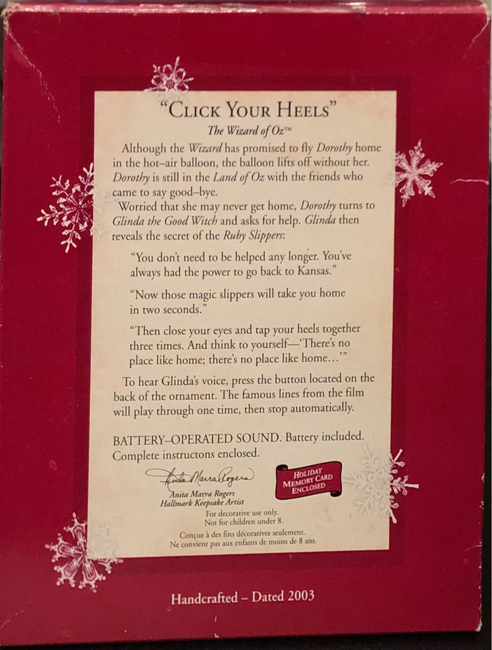 “Click Your Heels” - The Wizard Of Oz (MAGIC: Sound) ornament collectible [Barcode 015012756135] - Main Image 3