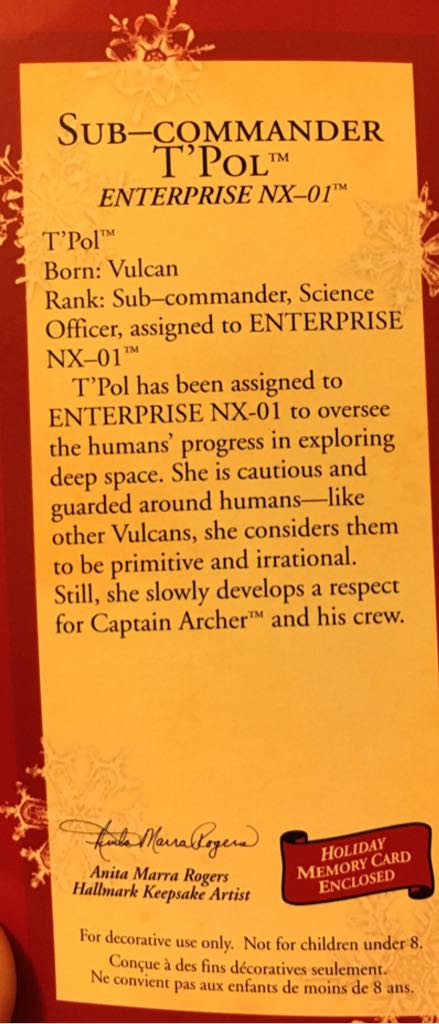 Sub-Commander T’Pol - Star Trek: Enterprise (Star Trek) ornament collectible [Barcode 015012756159] - Main Image 2