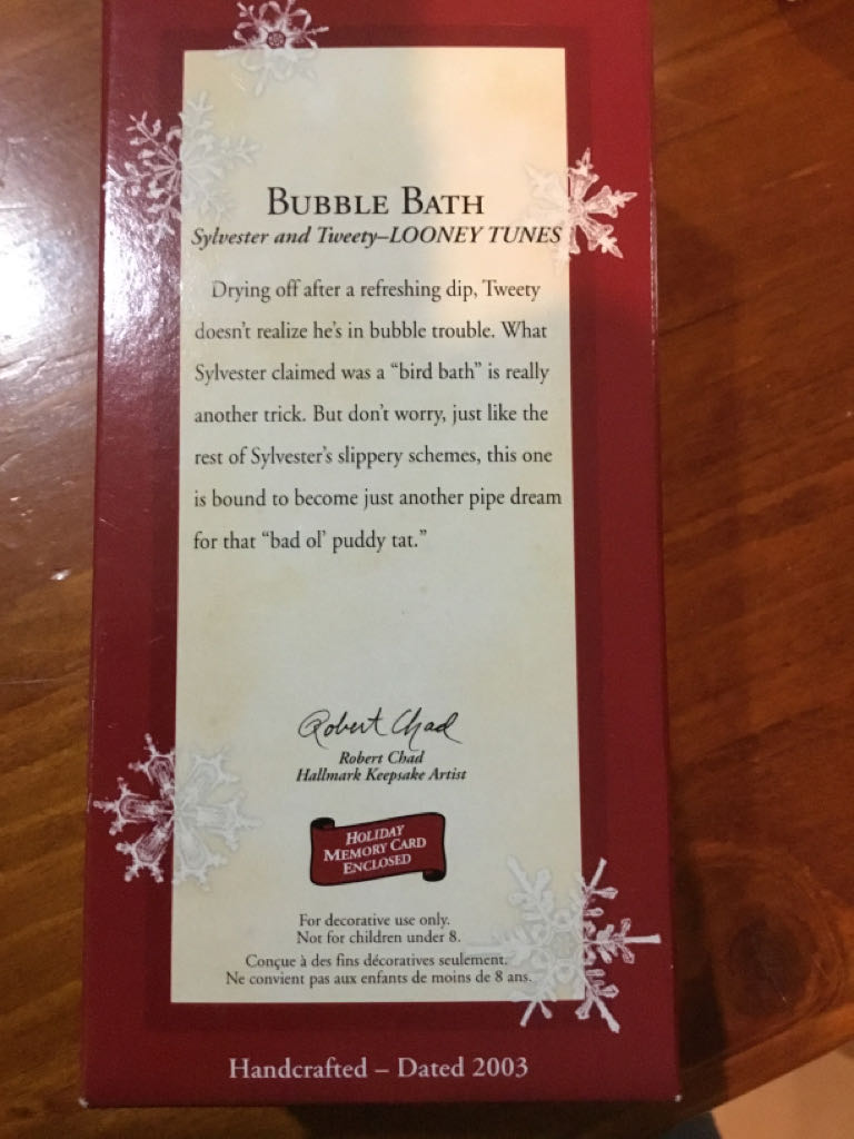 Bubble Bath - Sylvester And Tweety - Looney Tunes (Looney Tunes) ornament collectible [Barcode 015012756456] - Main Image 2
