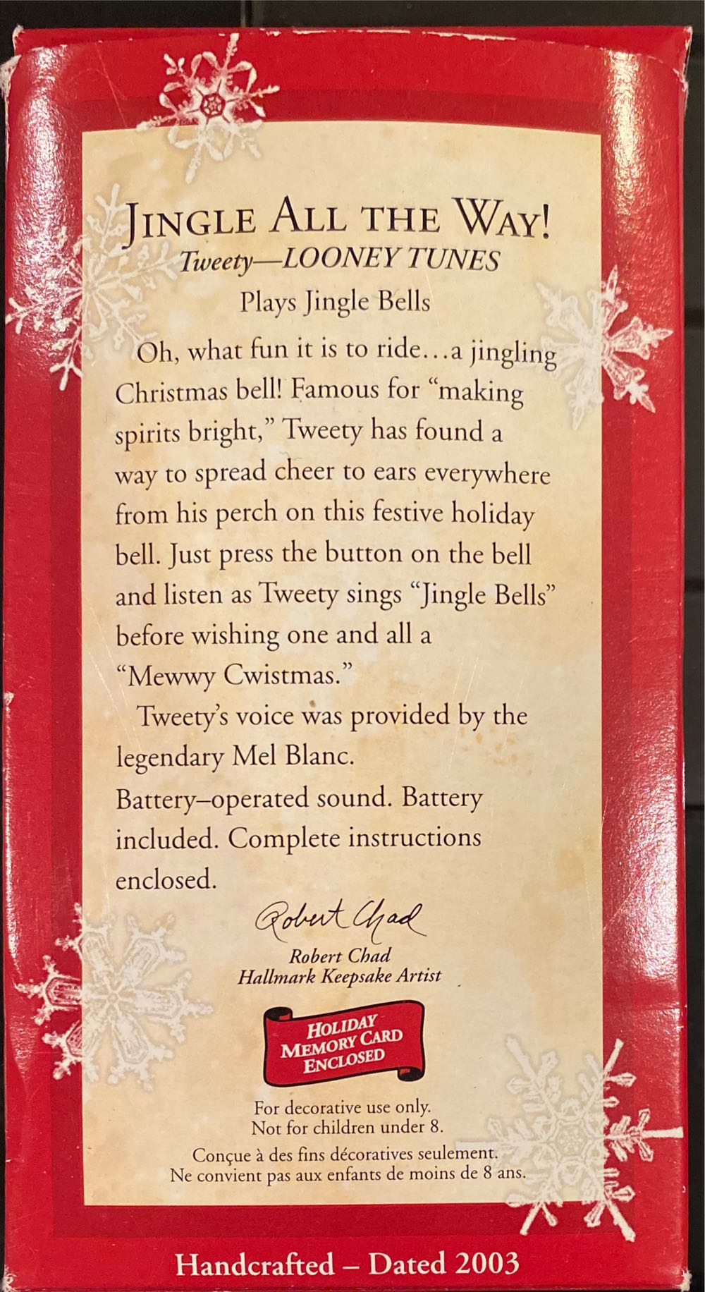 Looney Tunes: “JINGLE ALL THE WAY!” - Tweety - Looney Tunes (MAGIC: Voice) ornament collectible [Barcode 015012758504] - Main Image 2