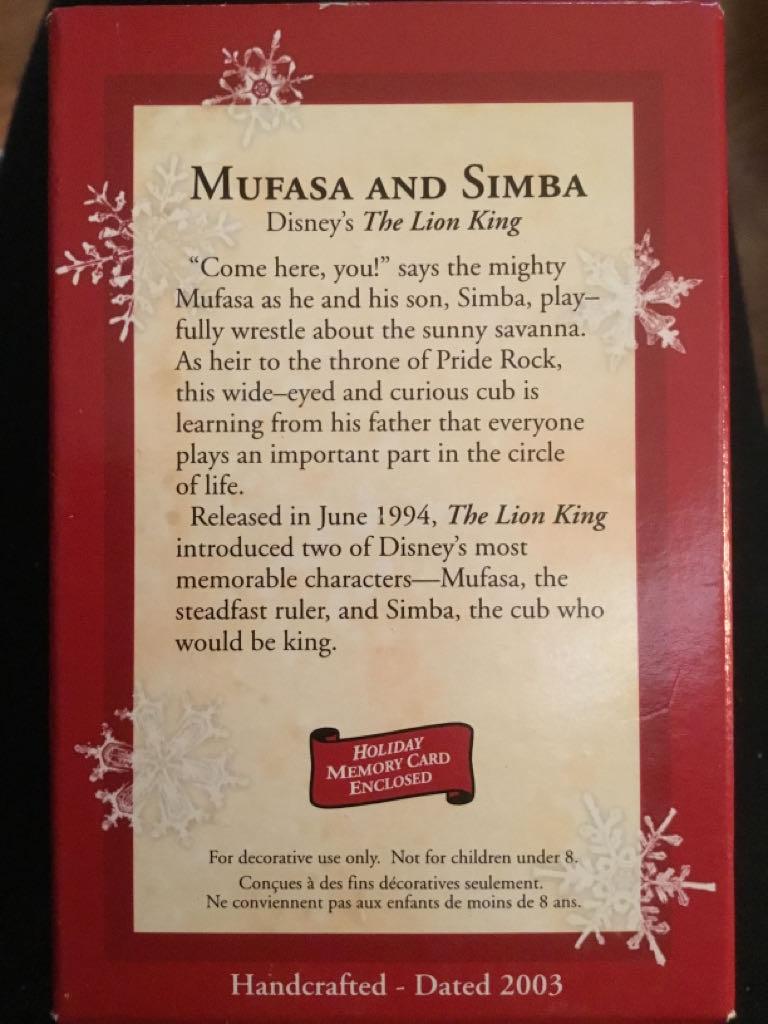 11-Mufasa And Simba - Disney’s The Lion King (Disney) ornament collectible [Barcode 015012771008] - Main Image 2